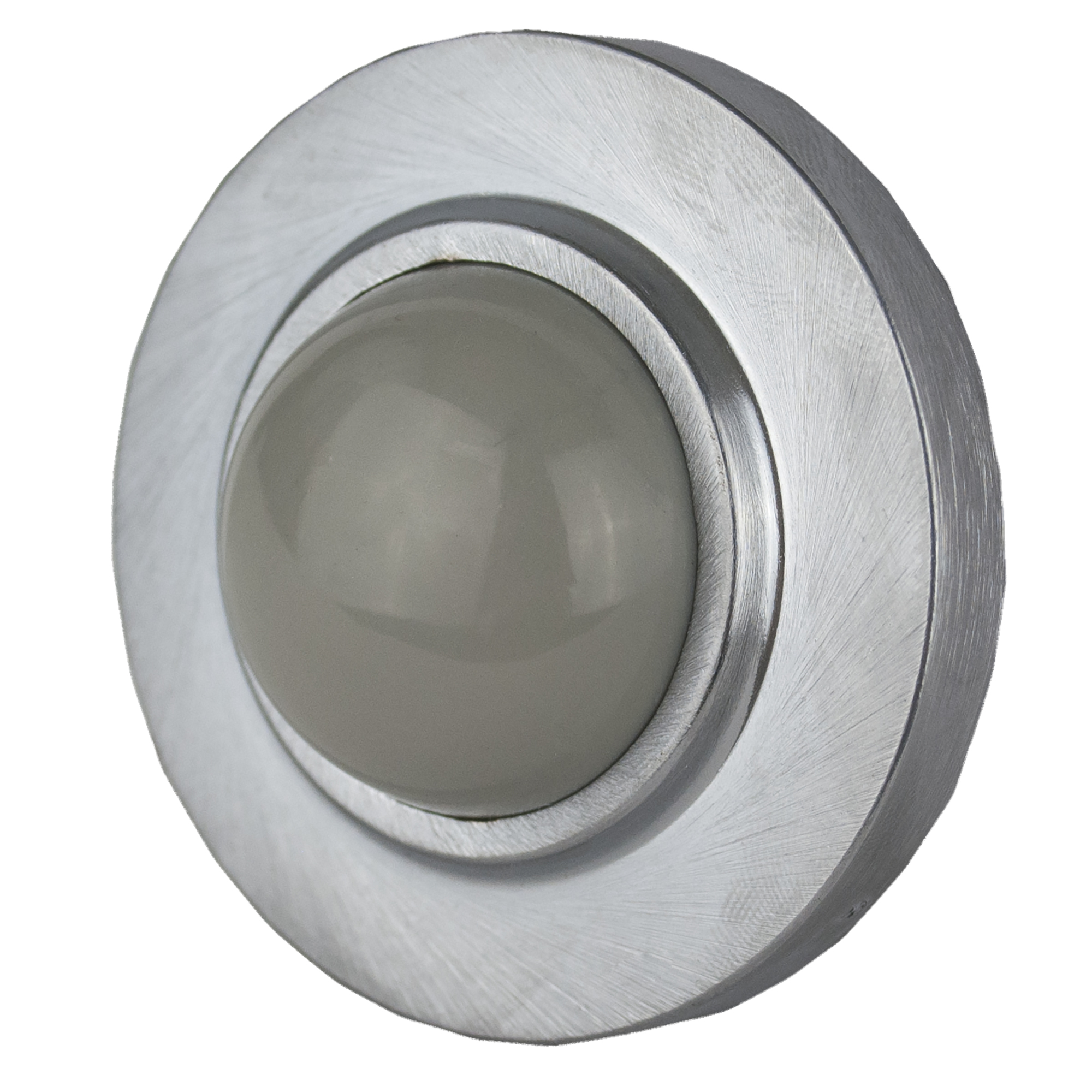 Trans Atlantic Brushed Chrome Convex Wall Mounted Door Stop — Wrought Steel and Cast Brass, Rubber Stopper, Model# GH-DS406-US26D